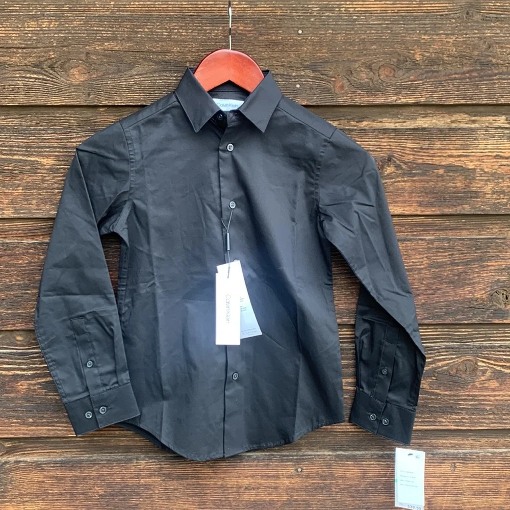New, Black Calvin Klein Dress Shirt Boys Size 8 - Picture 8 of 9